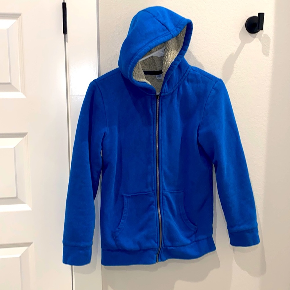 GUC Boys Size XL 14 16 Zip Up Hoody Hoodie Blue with Sherpa Sweatshirt Old Navy